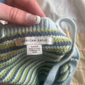 American Eagle Outfitters Blue and Green Striped Tank Top